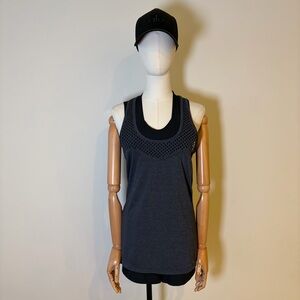 Lorna Jane LJ Black Gray Mesh Racerback Tank Top - Size S